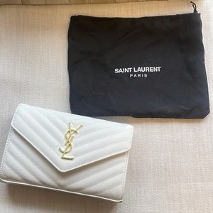 YSL white bag with gold hardware